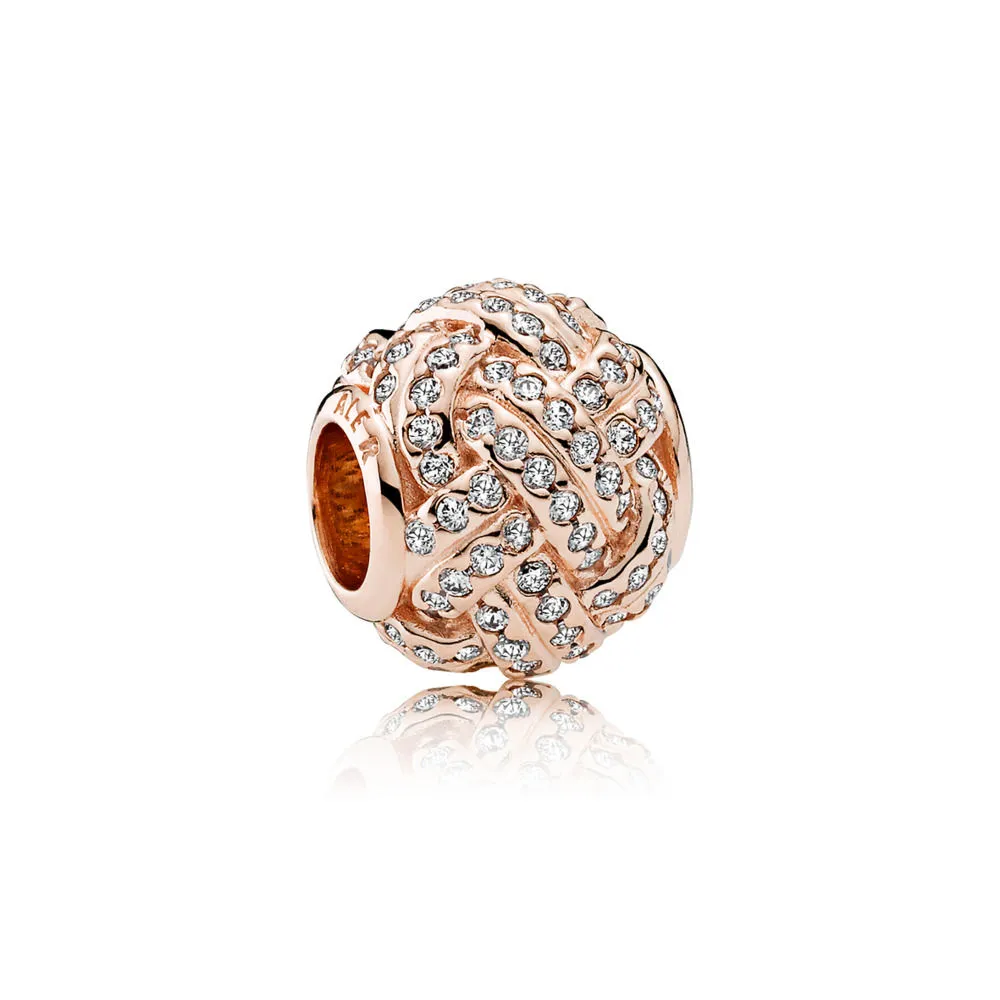 pandora rose love knot charm with clear cubic zirconia 781537cz