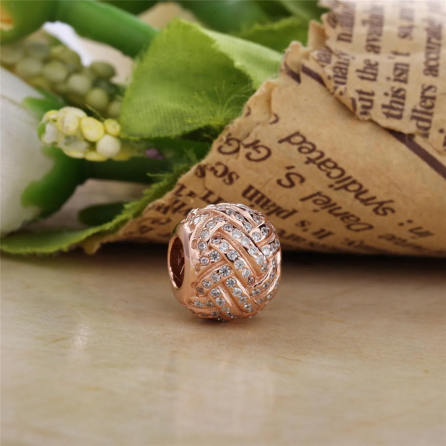 PANDORA Rose love knot charm with clear cubic zirconia - 781537CZ