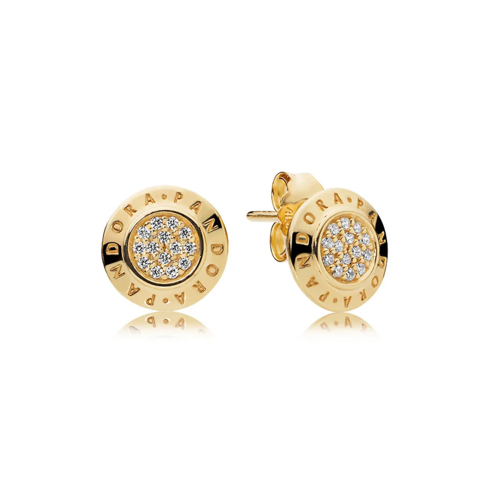 pandora shine logo stud earrings with clear cubic zirconia 260559cz