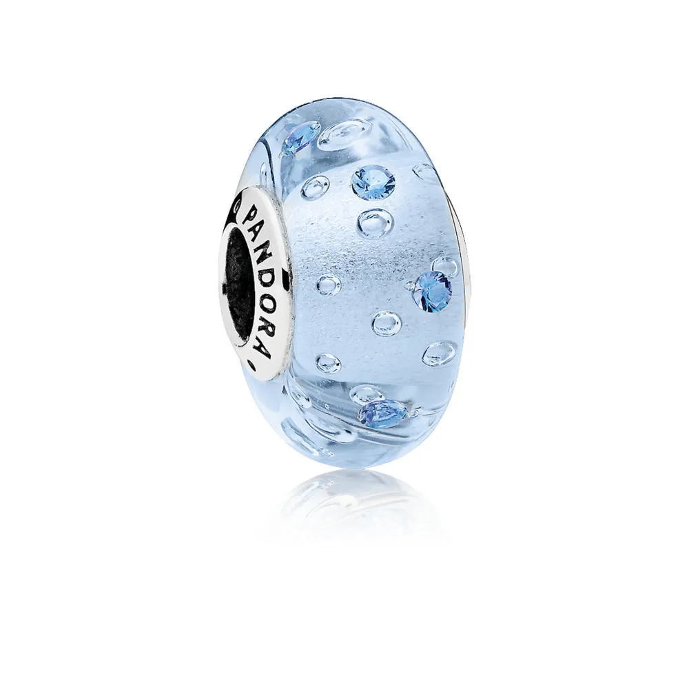 PANDORA Ice Drops Murano Glass Charm, Blue CZ - 796365CZB