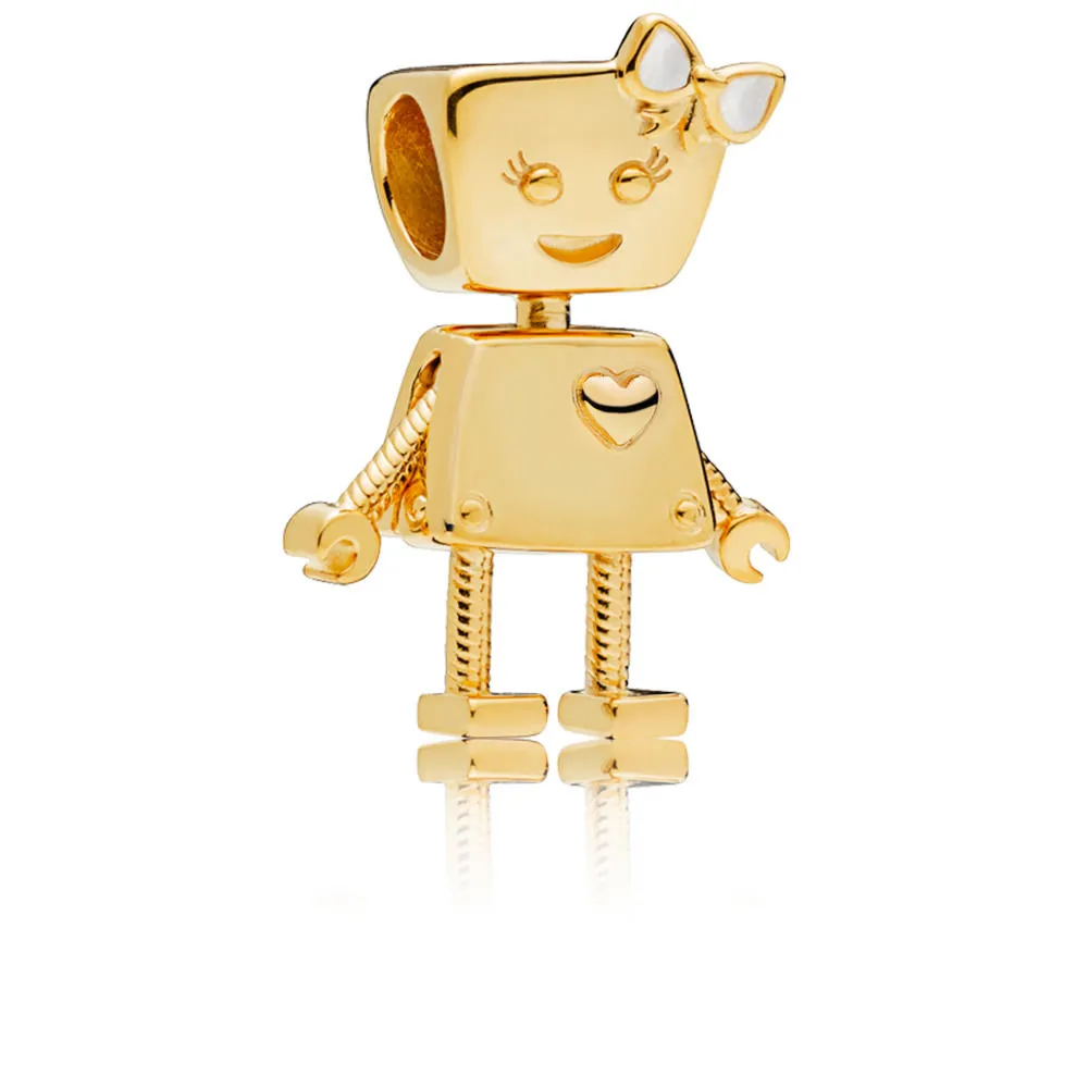 robot girl pandora shine charm with silver enamel 767141en23