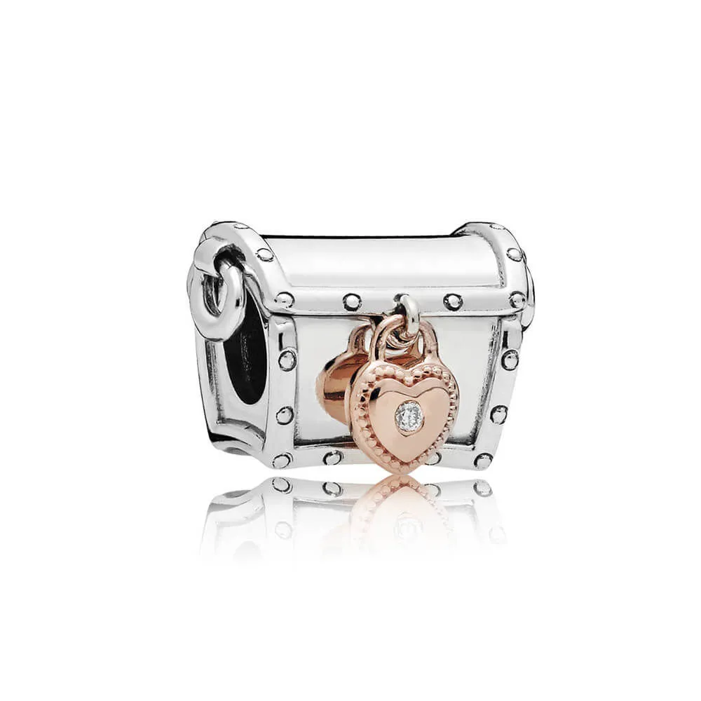 Treasure box PANDORA Rose and silver charm with 0,01 ct TW h/vs diamond - 787792D