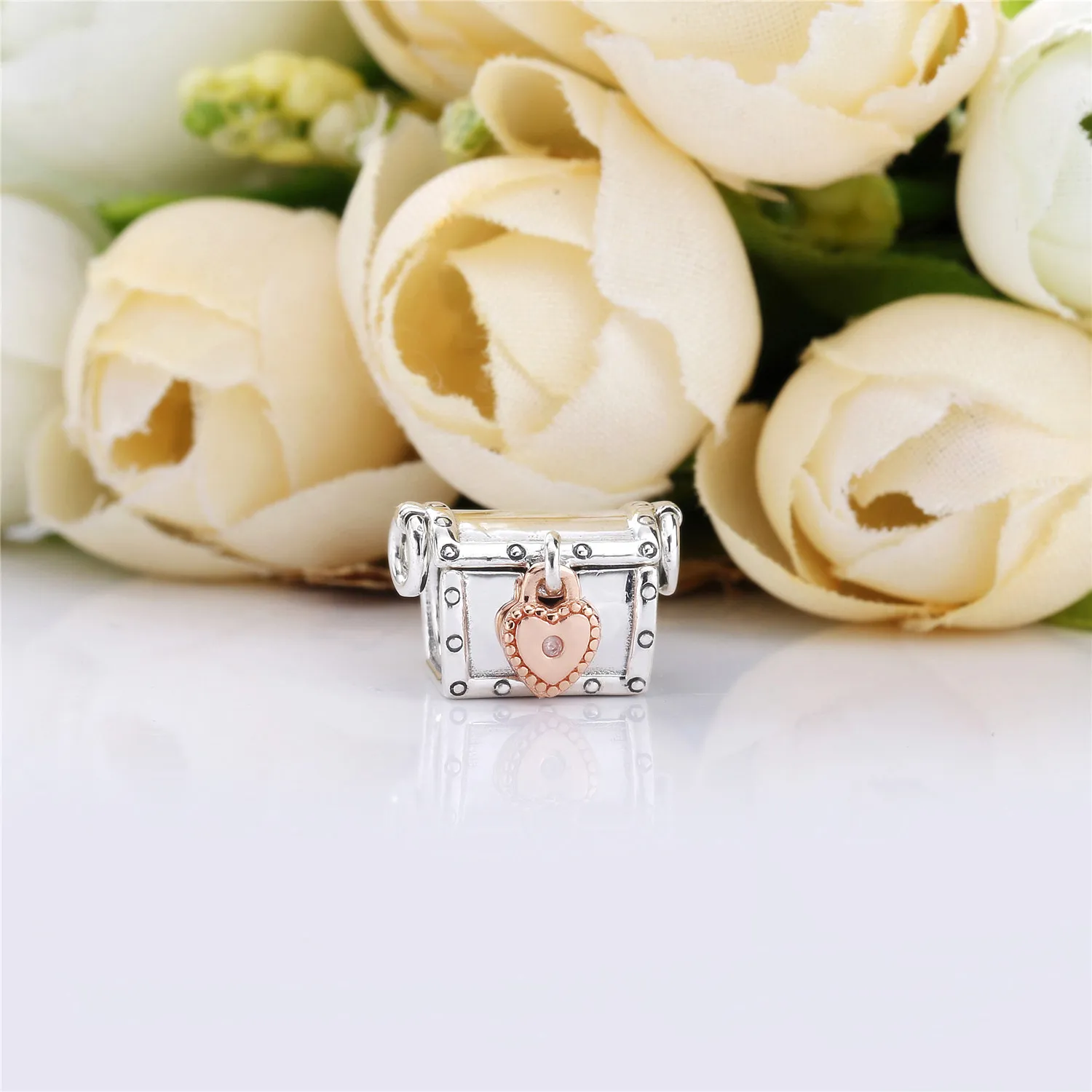 Treasure box PANDORA Rose and silver charm with 0,01 ct TW h/vs diamond - 787792D