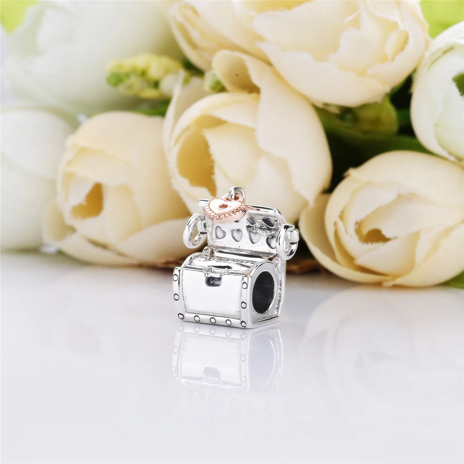 Treasure box PANDORA Rose and silver charm with 0,01 ct TW h/vs diamond - 787792D