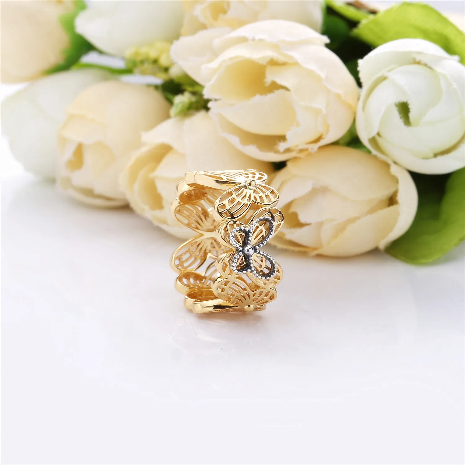 Openwork butterfly Pandora Shine and silver ring - 167947