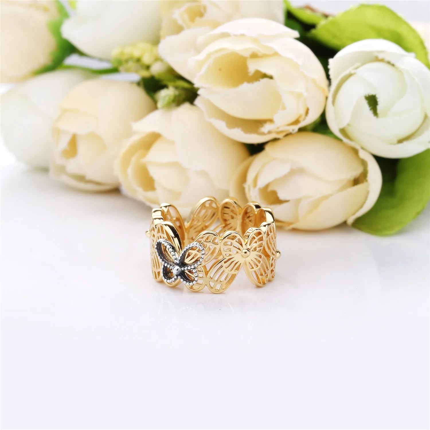 Openwork butterfly Pandora Shine and silver ring - 167947