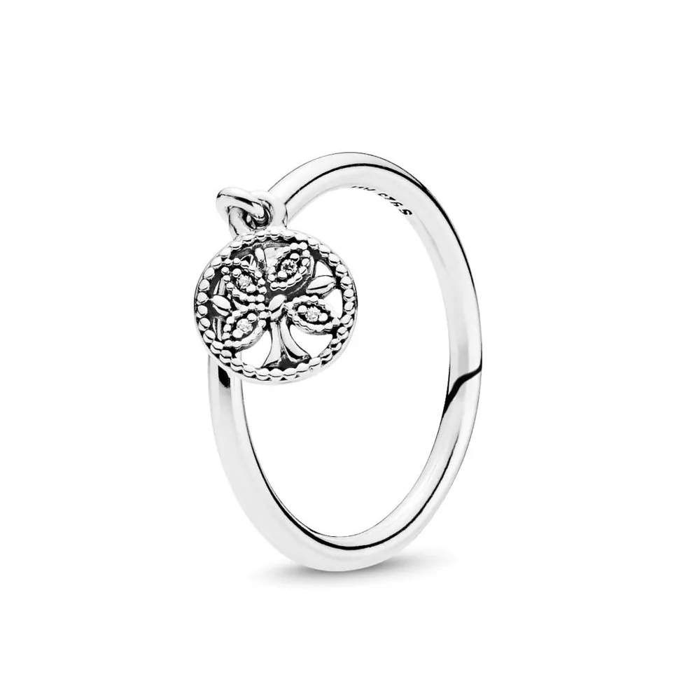 Pandora Family tree silver ring with clear cubic zirconia - 197782CZ