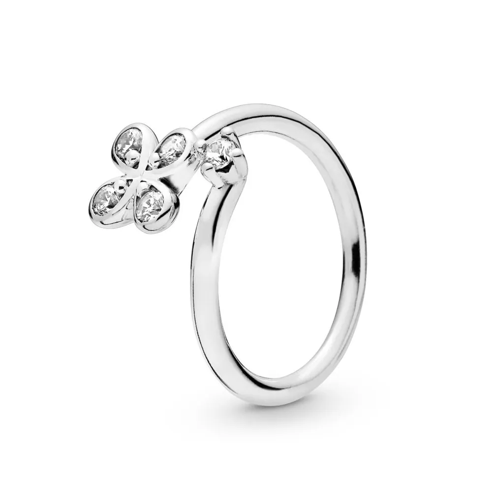 Pandora Flower silver open ring with clear cubic zirconia - 197988CZ