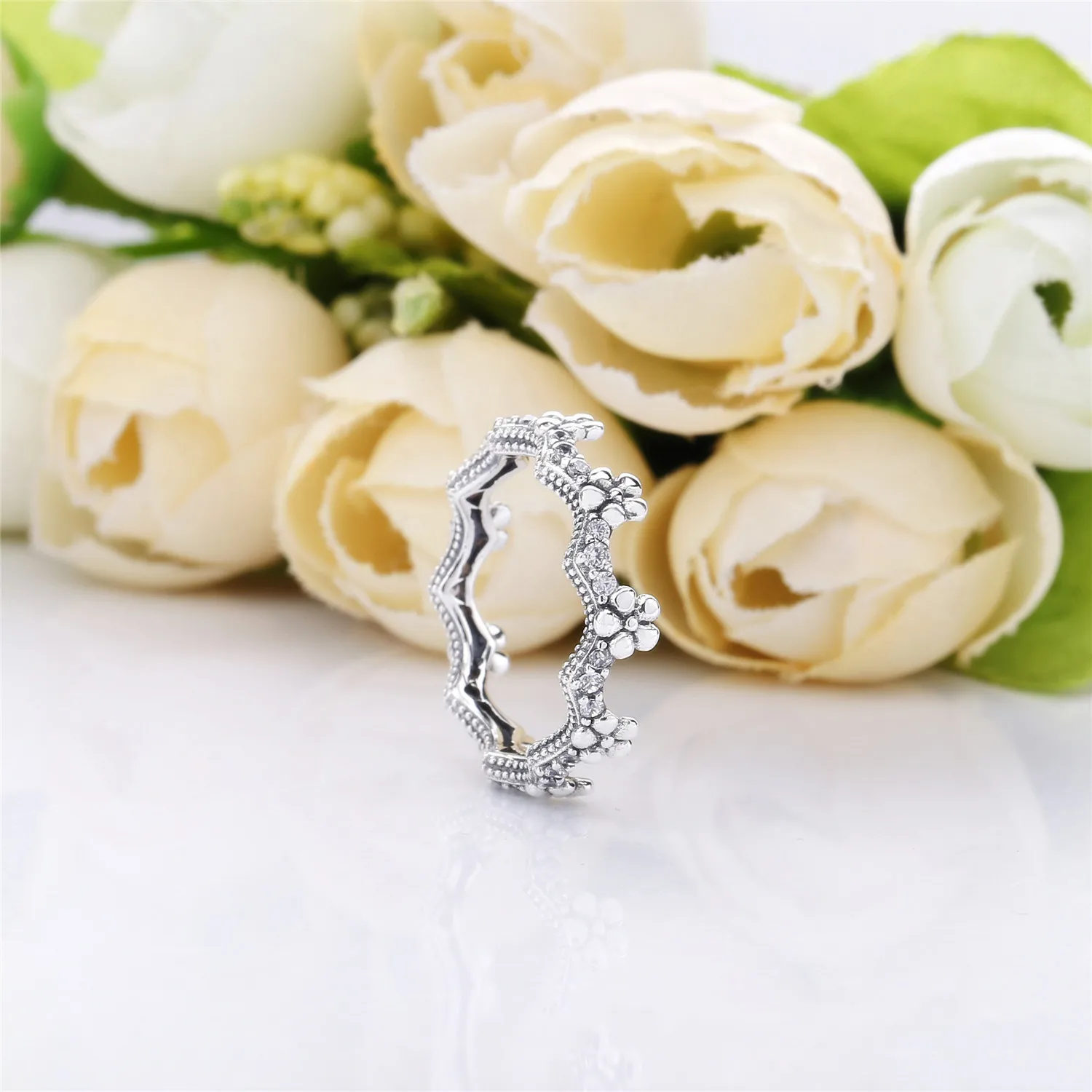 Pandora Flower silver ring with clear cubic zirconia - 197924CZ