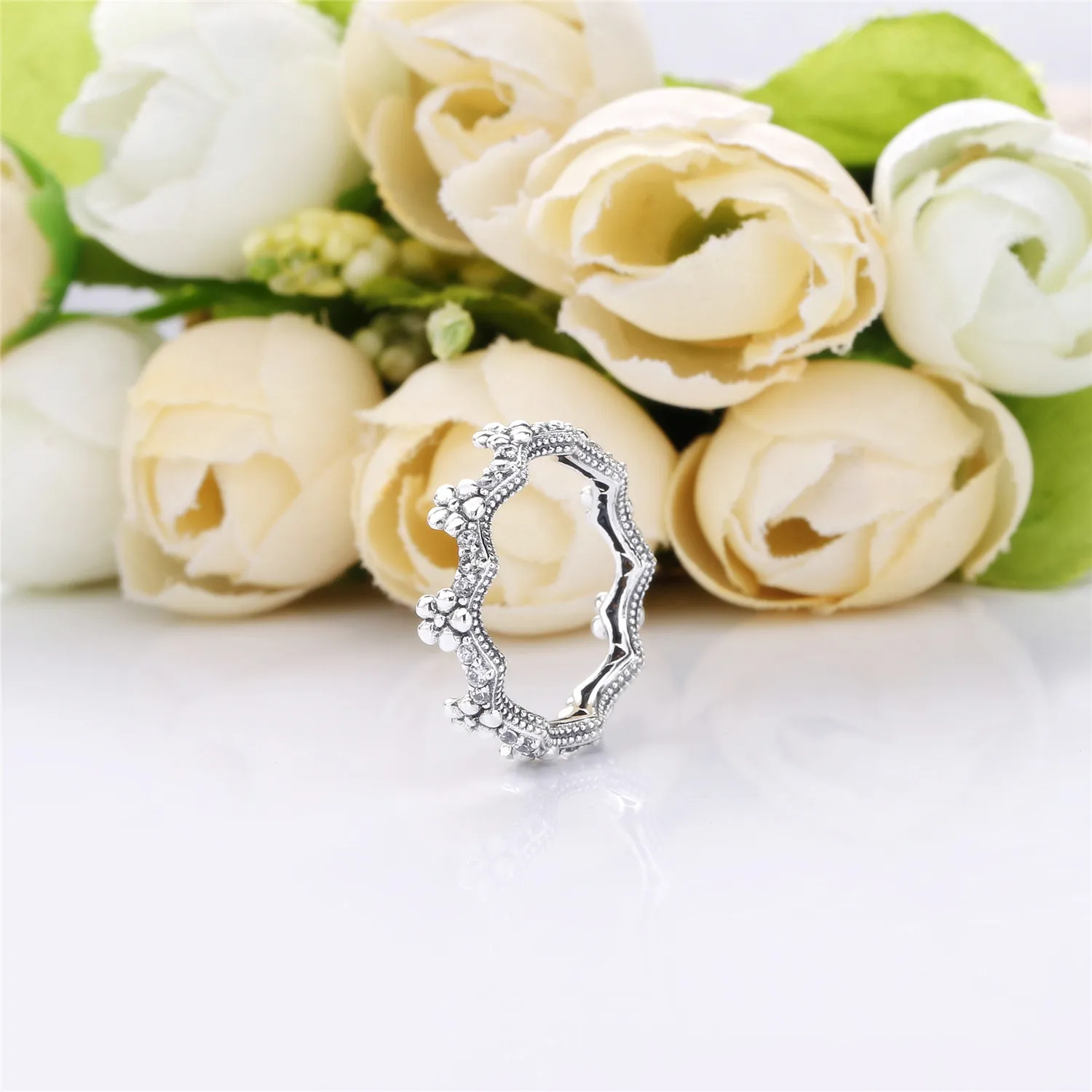 Pandora Flower silver ring with clear cubic zirconia - 197924CZ