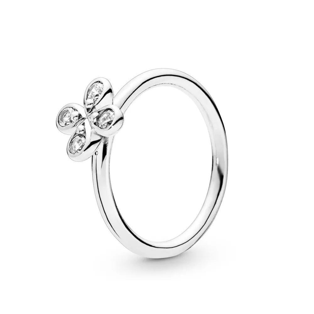 pandora flower silver ring with clear cubic zirconia 197967cz