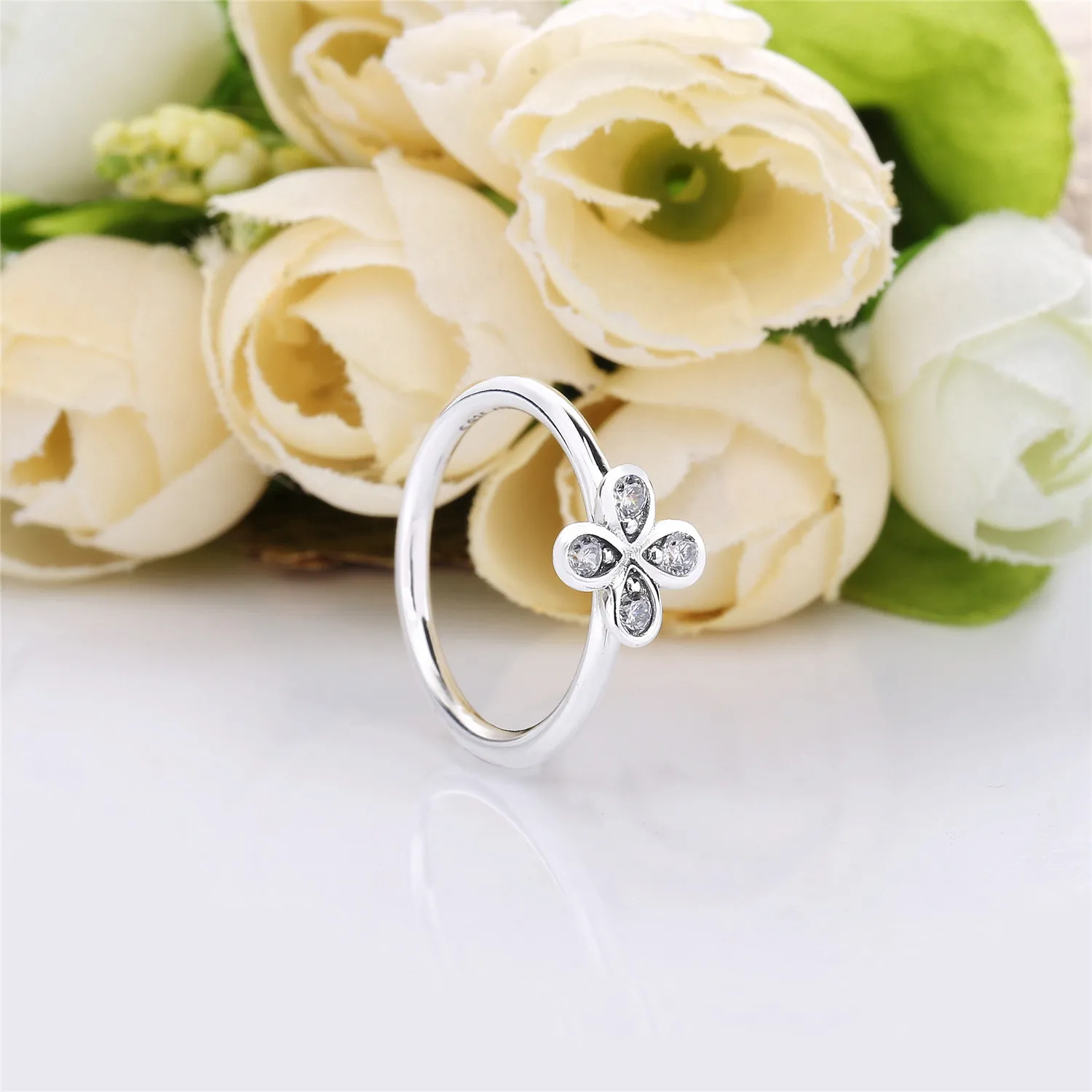 Pandora Flower silver ring with clear cubic zirconia - 197967CZ