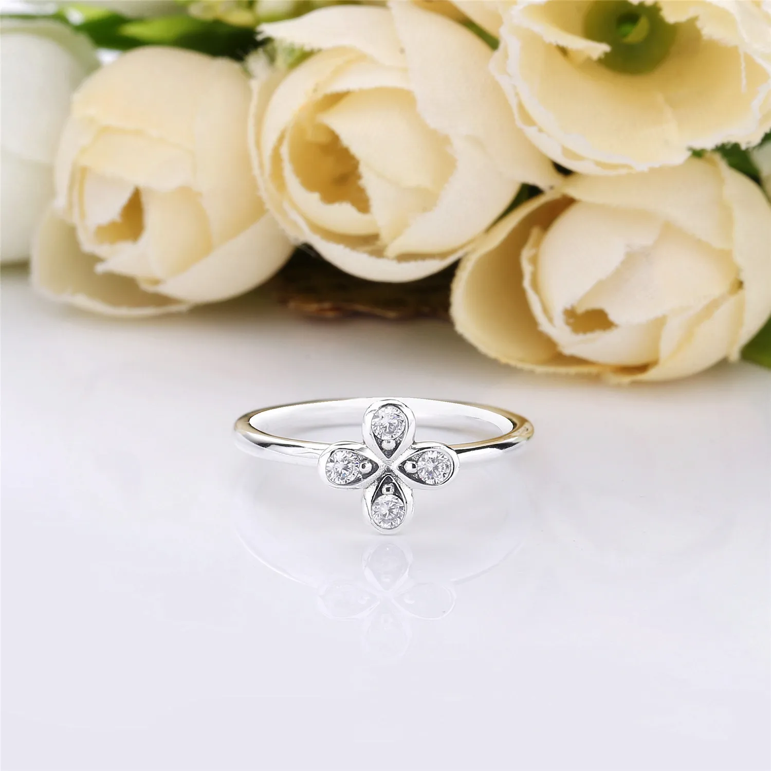 Pandora Flower silver ring with clear cubic zirconia - 197967CZ