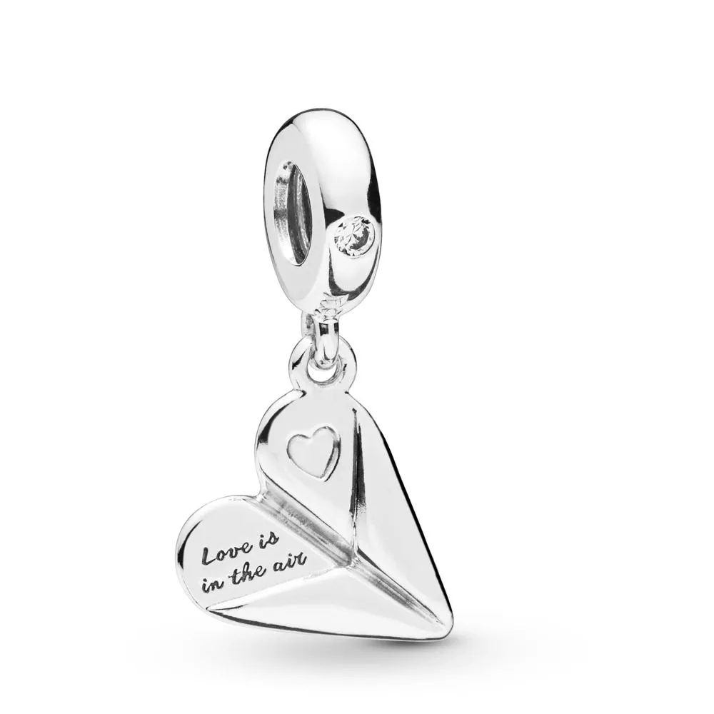 PANDORA Heart Paper Plane Dingle Charm - 797876CZ