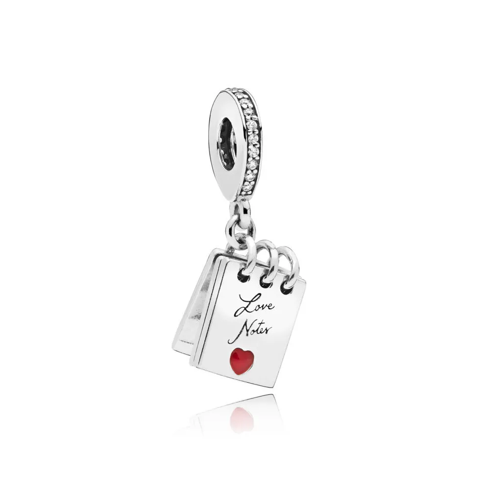 Pandora Love Notes sølv dingler med klar cubic zirconia og rød emalje - 797835CZ