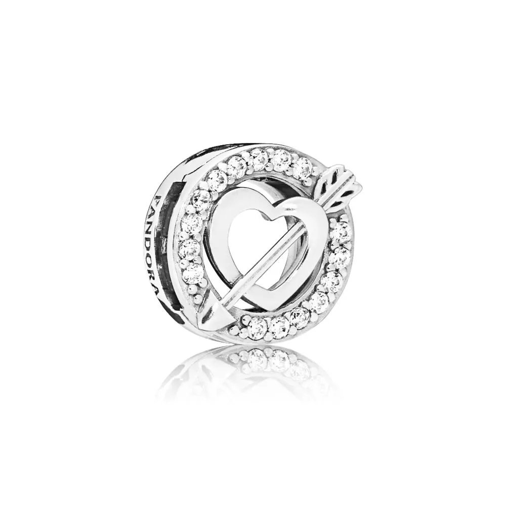 PANDORA Reflexions heart and arrow silver clip charm with clear cubic zirconia - 797793CZ