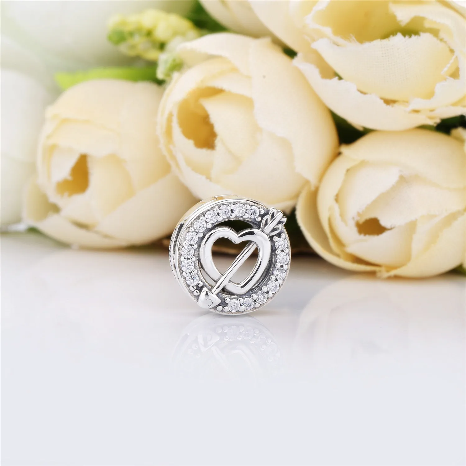 PANDORA Reflexions heart and arrow silver clip charm with clear cubic zirconia - 797793CZ