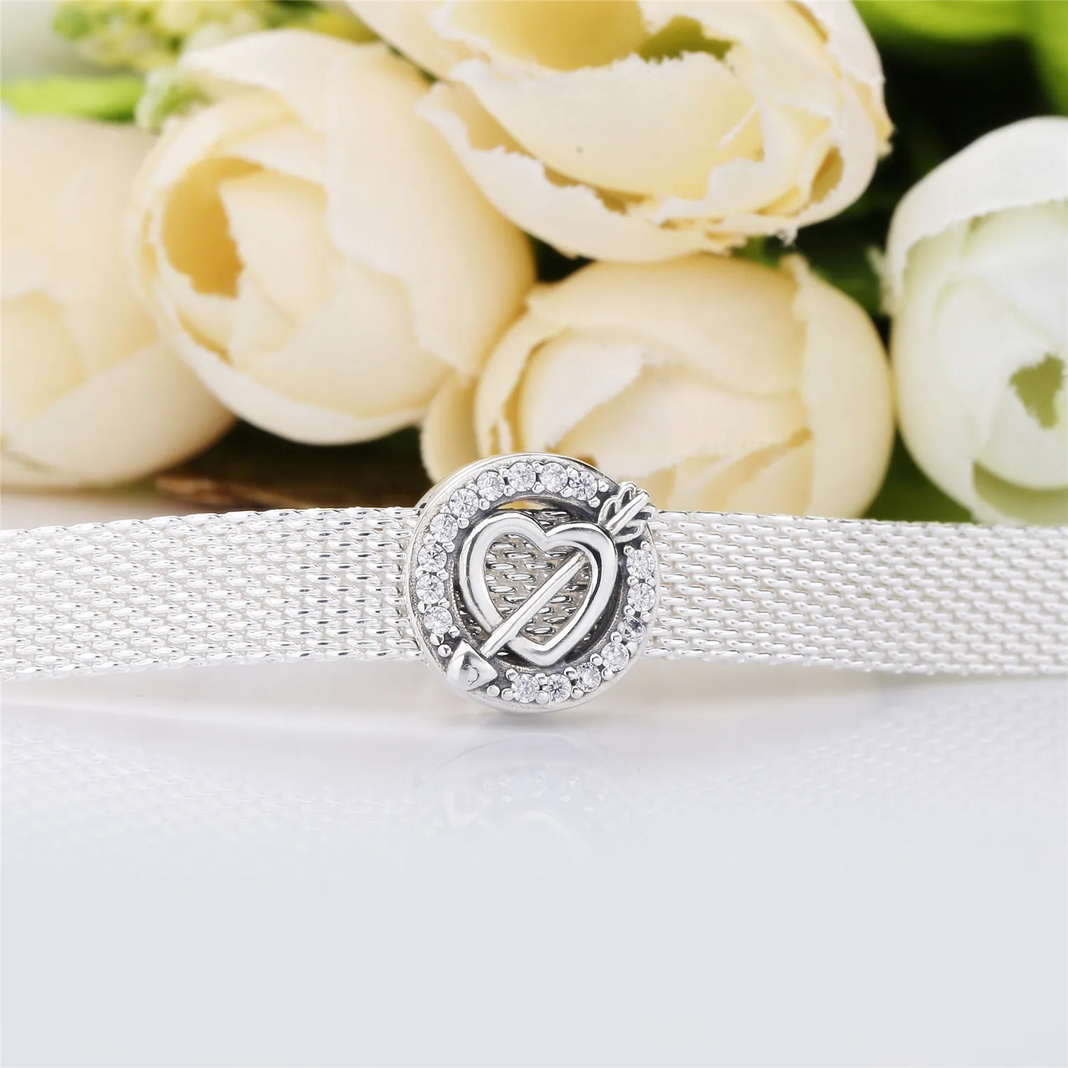 PANDORA Reflexions heart and arrow silver clip charm with clear cubic zirconia - 797793CZ