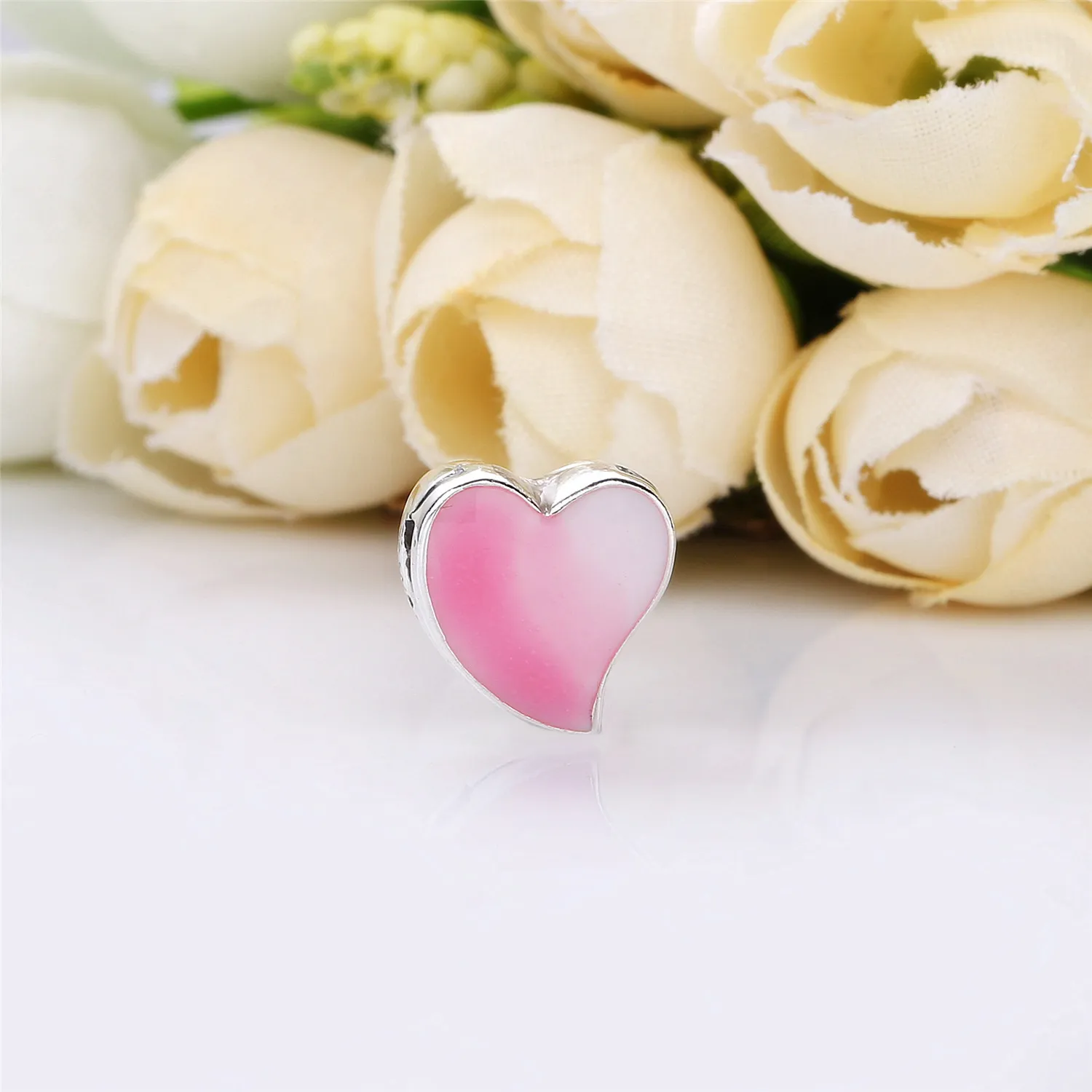 PANDORA Reflexions heart silver clip charm with shaded pink enamel - 797809ENMX