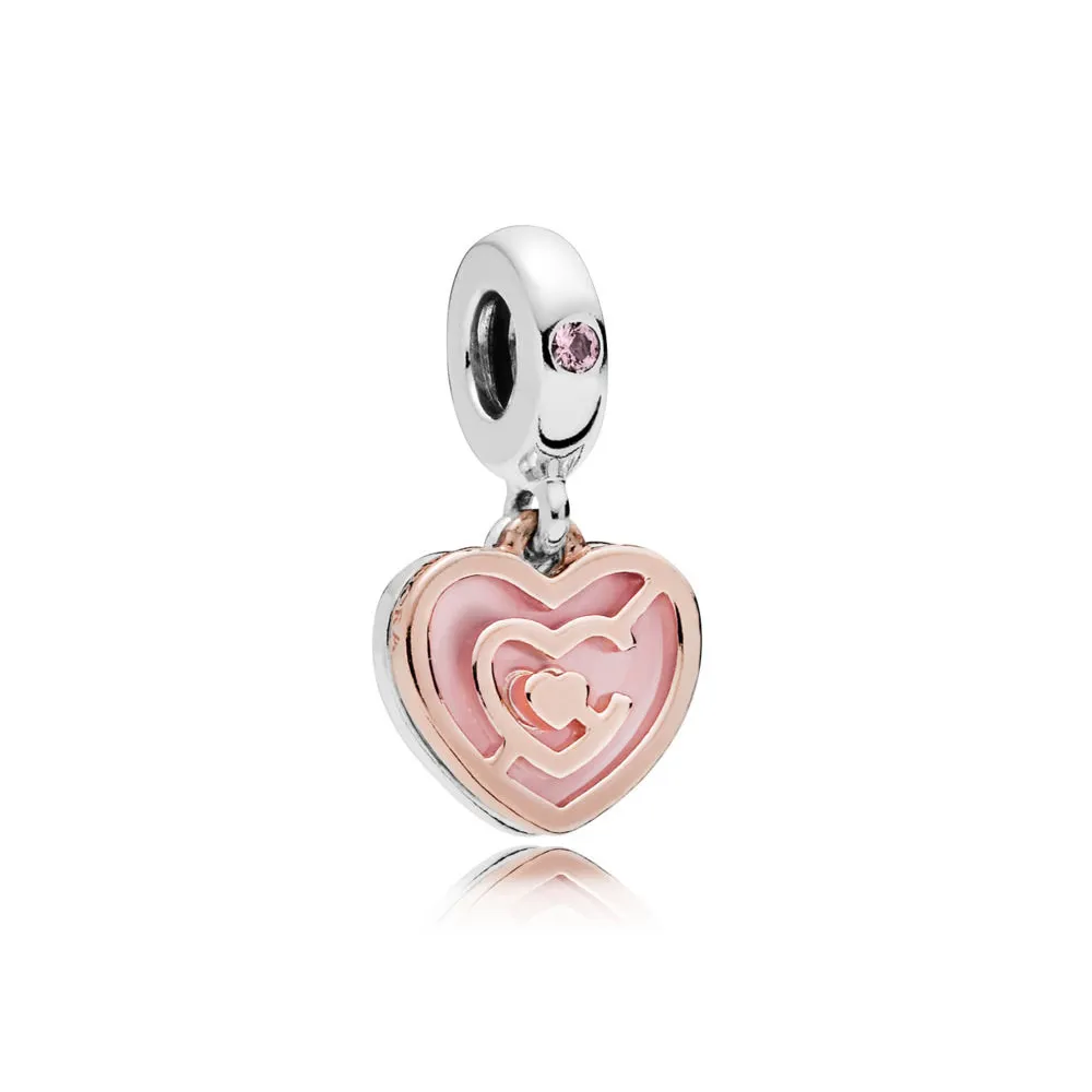 Pandora Rosa Hjerte Labyrint Hengende Charm - 787801NBP