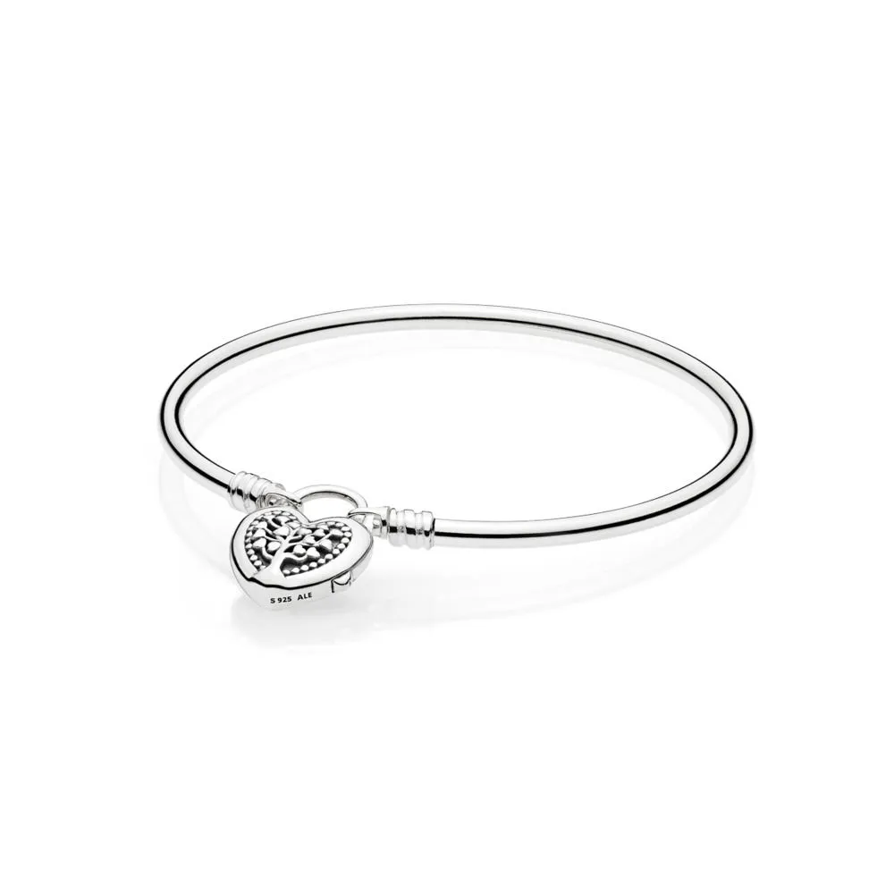 Pandora Moments Silver Bangle, Flourishing Hearts - 597101-17