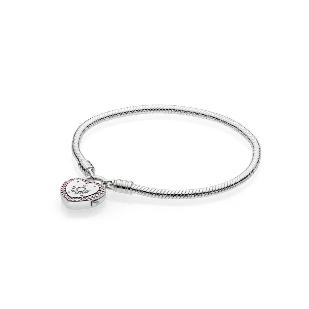 pandora moments smooth armbånd med lock your promise lås 596586fpc