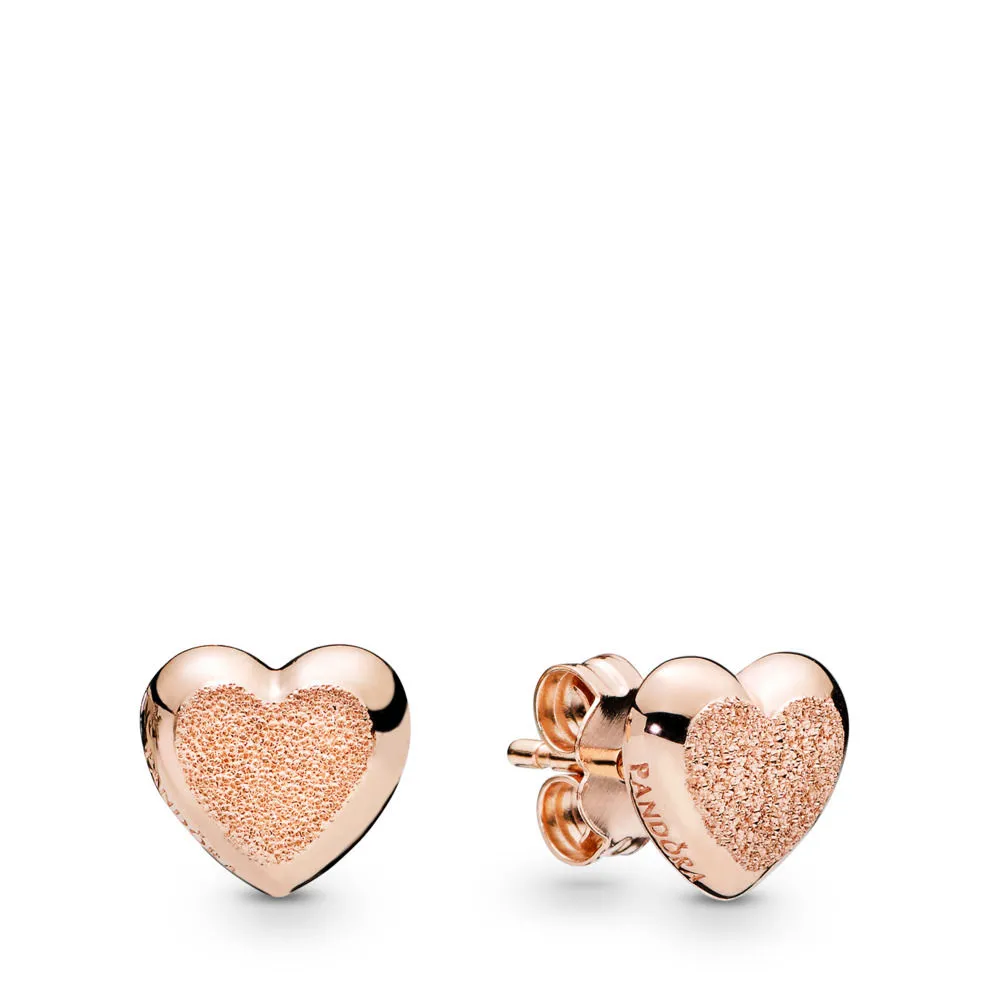 Heart stud earrings in diamond-pointed Pandora Rose - 287928