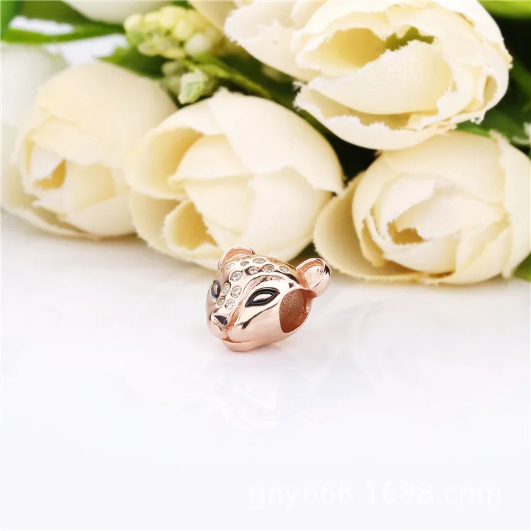 Lioness Pandora Rose charm with honey cubic zirconia and black enamel - 788024CZM