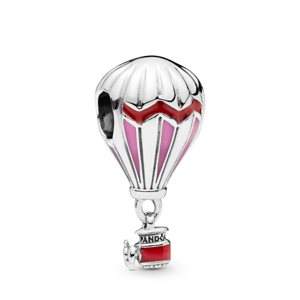 Pandora Air balloon silver hengende charm with pink and red enamel - 798055ENMX