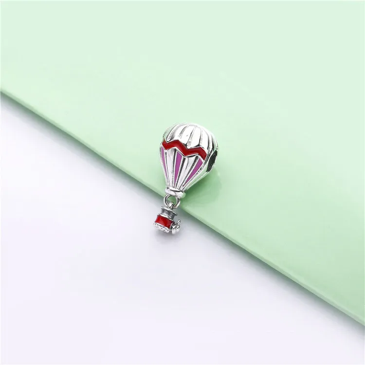 Pandora Air balloon silver hengende charm with pink and red enamel - 798055ENMX