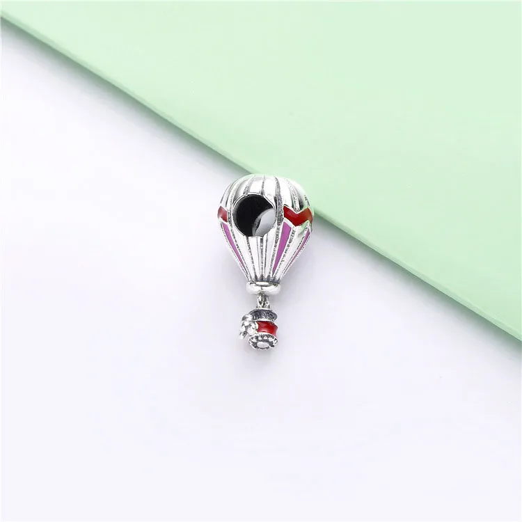 Pandora Air balloon silver hengende charm with pink and red enamel - 798055ENMX