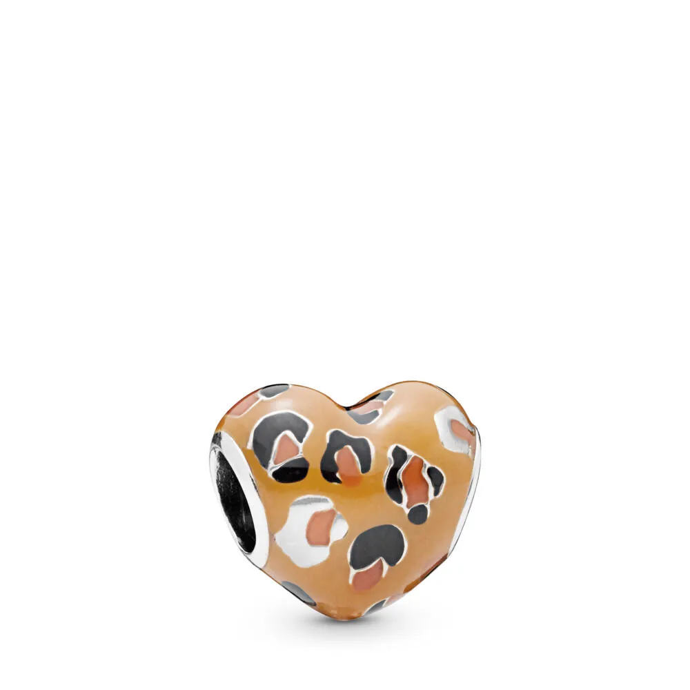 pandora heart silver charm with black orange and brown enamel 798065enmx