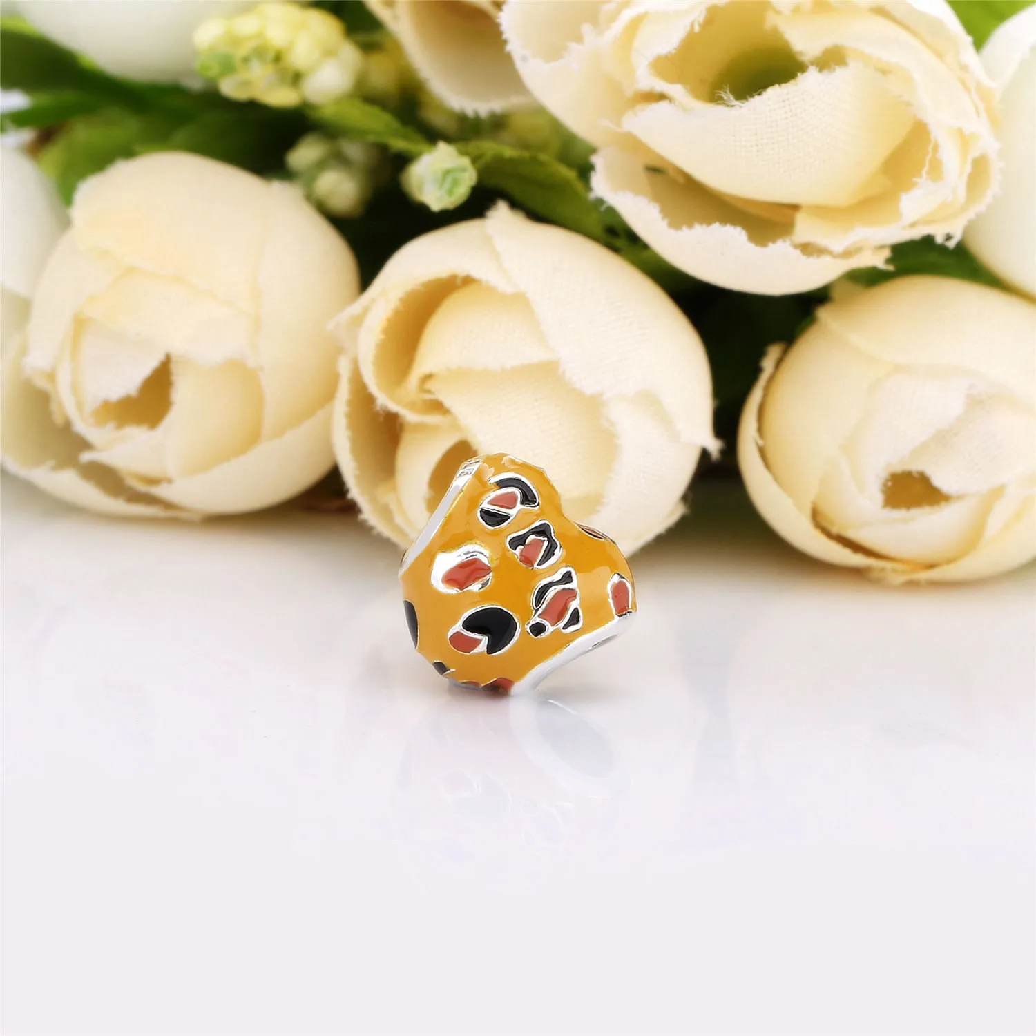 Pandora Heart silver charm with black, orange and brown enamel - 798065ENMX