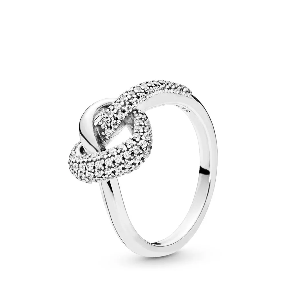 Pandora Knotted heart silver ring with clear cubic zirconia - 198086CZ