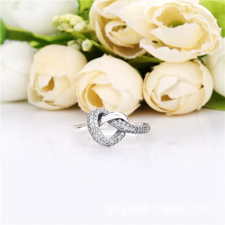 Pandora Knotted heart silver ring with clear cubic zirconia - 198086CZ