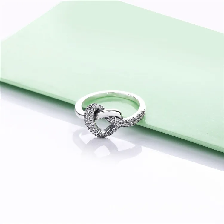 Pandora Knotted heart silver ring with clear cubic zirconia - 198086CZ