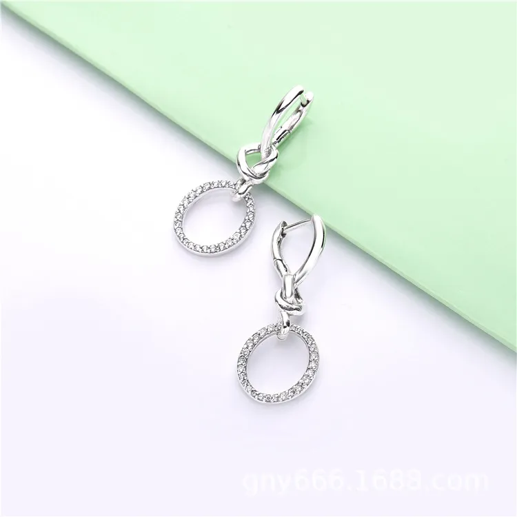 Pandora Knotted hearts silver earrings with clear cubic zirconia - 298110CZ