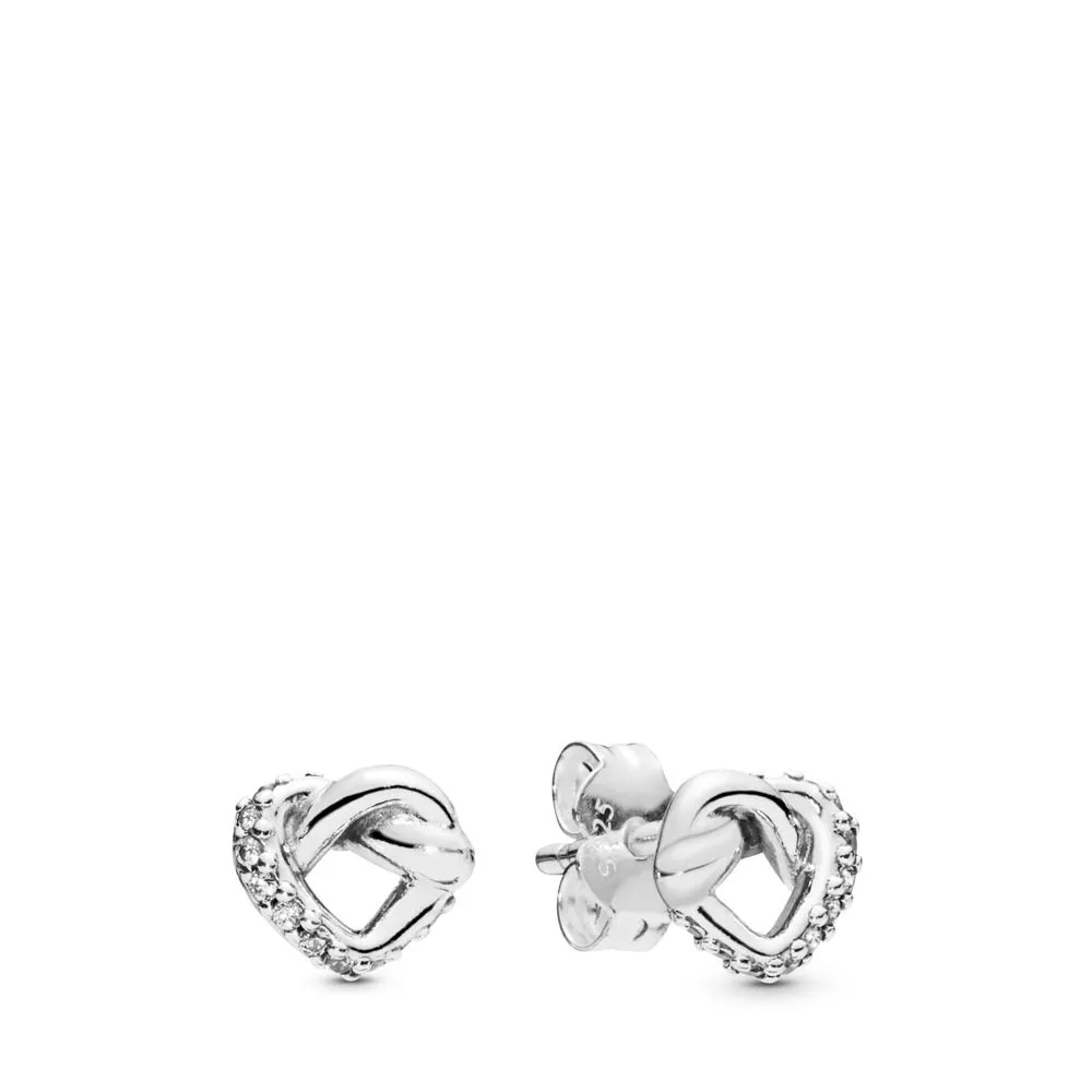 Pandora Knotted hearts silver stud earrings with clear cubic zirconia - 298019CZ