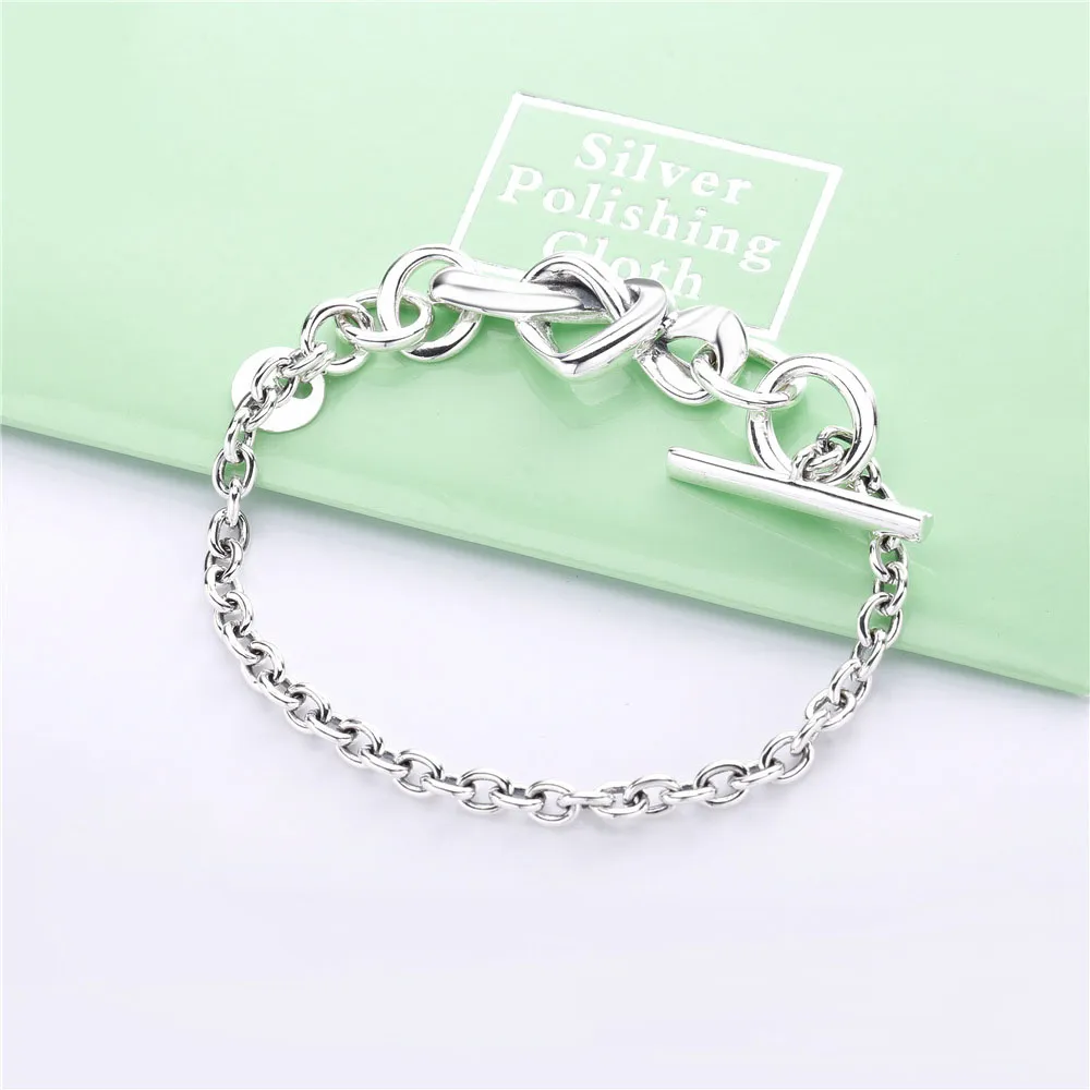 Pandora Knotted hearts silver T-bar bracelet - 598100