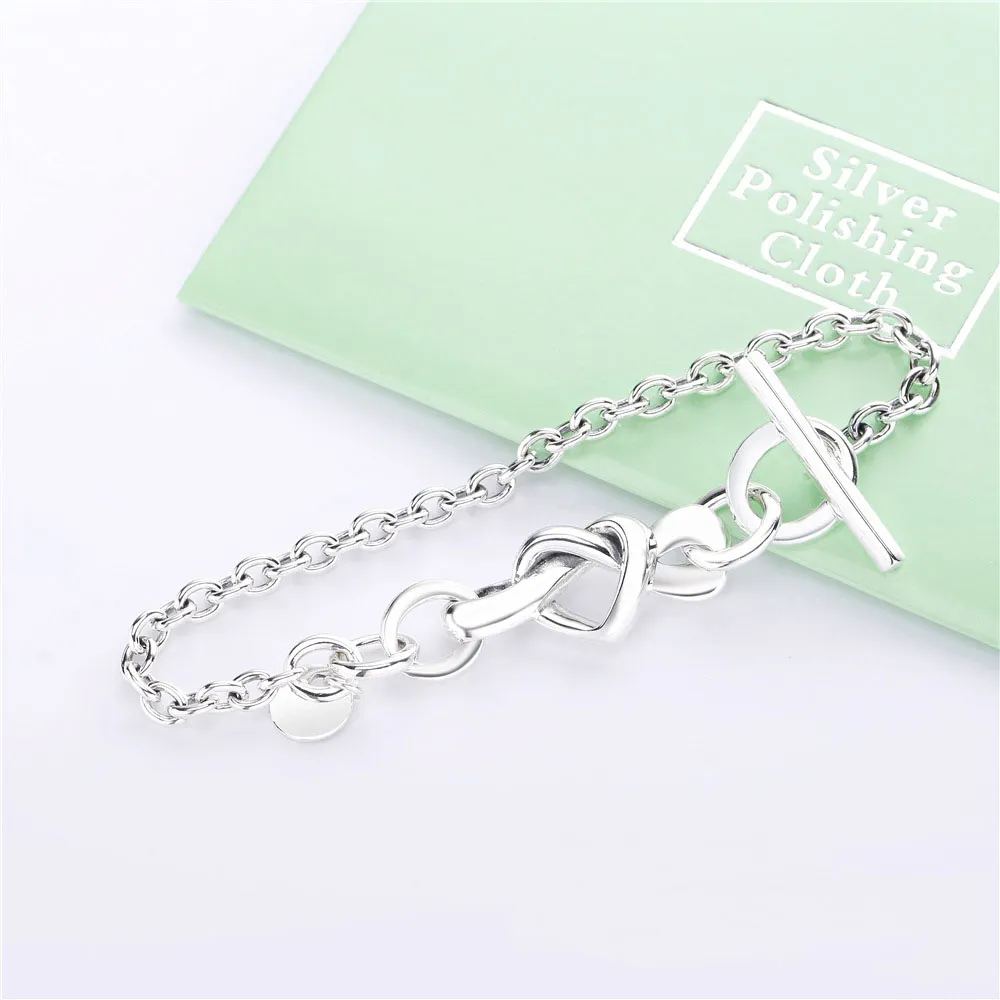 Pandora Knotted hearts silver T-bar bracelet - 598100