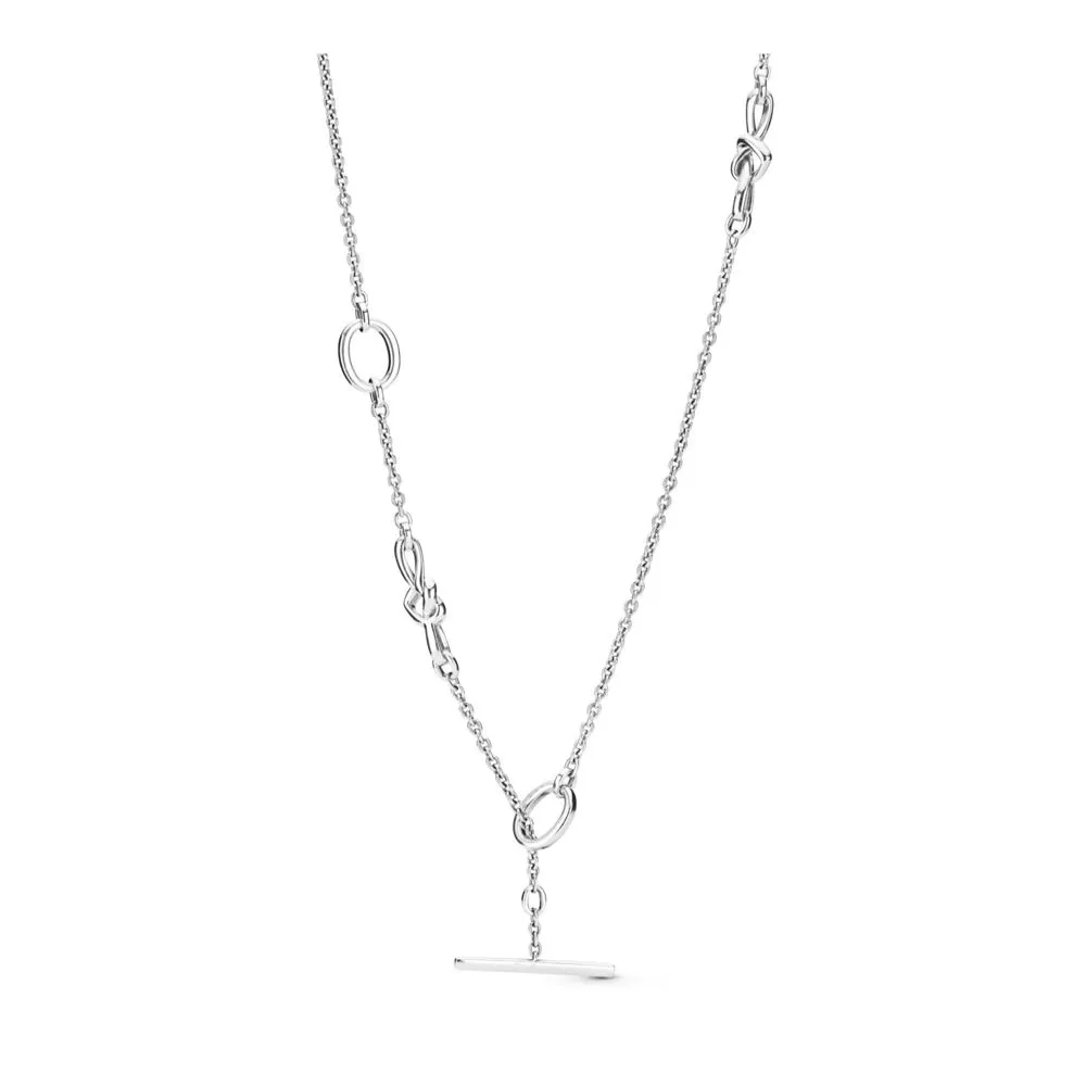 Pandora Knotted hearts silver T-bar necklace - 398080