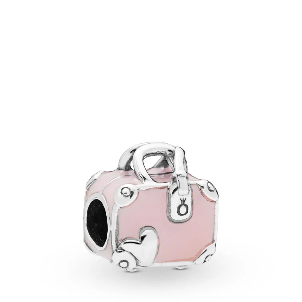 Pandora Koffert sølv charm med rosa emalje - 798063EN124