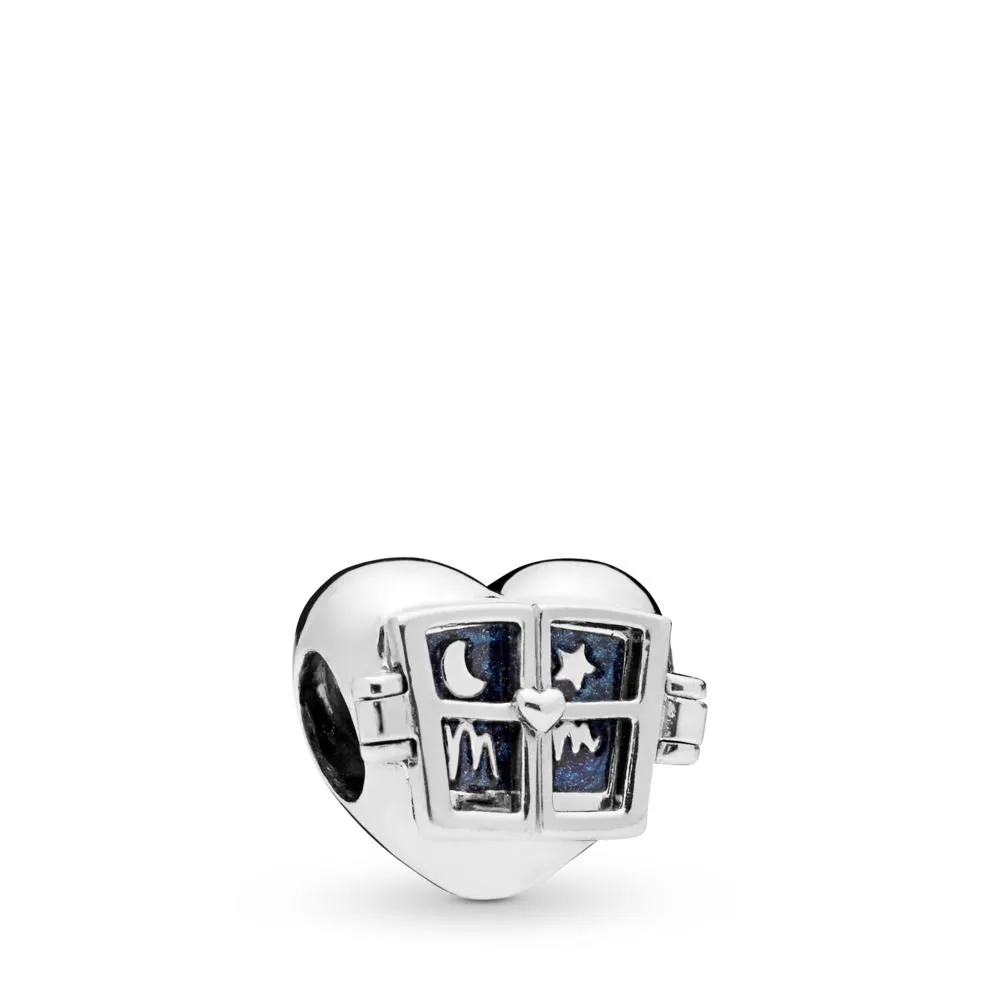 pandora mum heart silver charm with blue enamel 798006en63