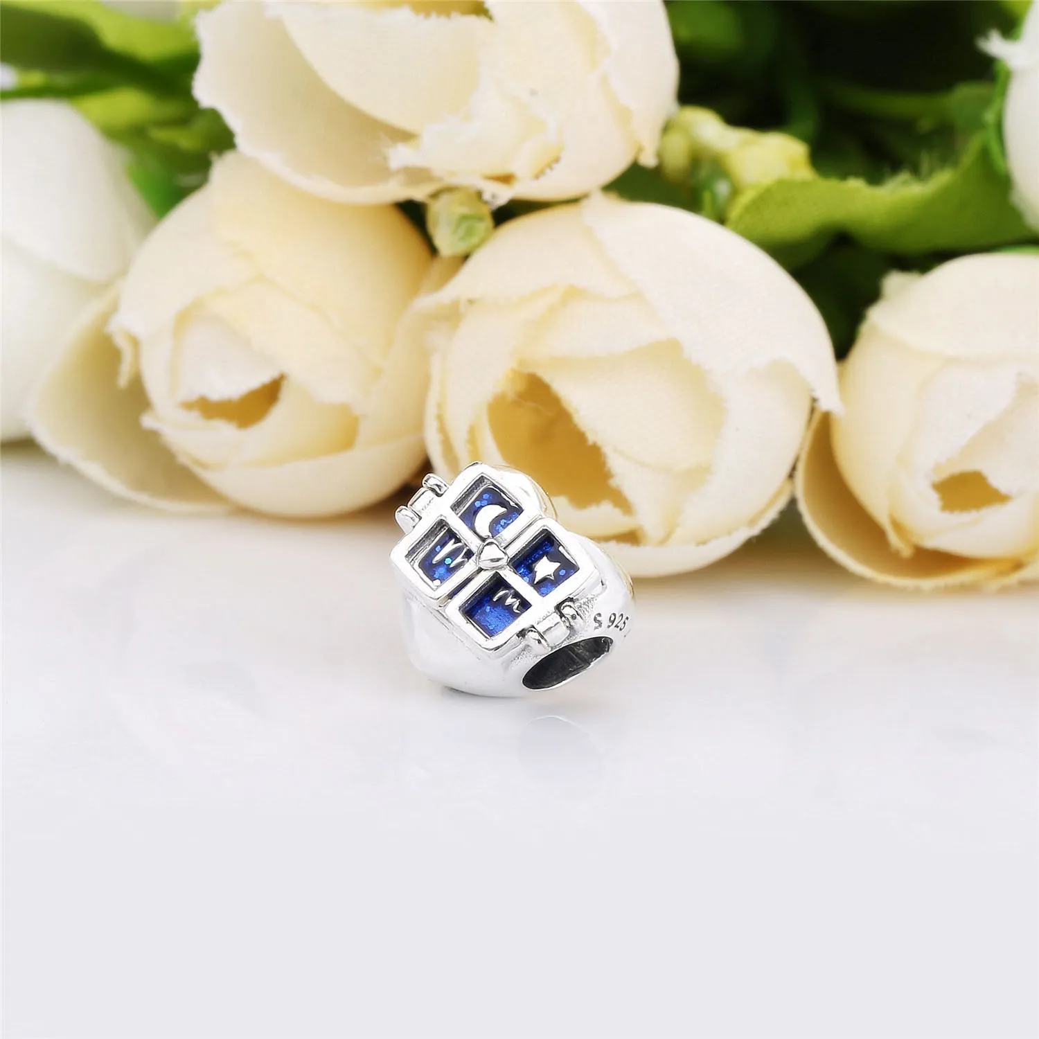 Pandora Mum heart silver charm with blue enamel - 798006EN63