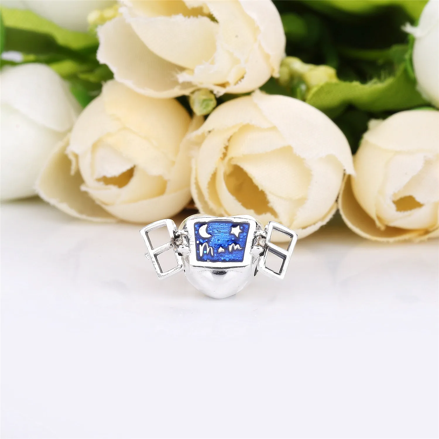 Pandora Mum heart silver charm with blue enamel - 798006EN63