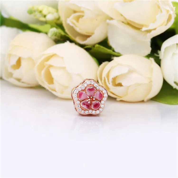 Pandora Rosa Funklende Ferskenblomst Charm - 788079CZ