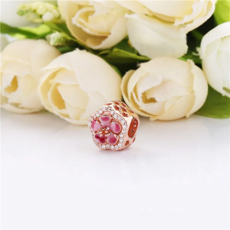 Pandora Rosa Funklende Ferskenblomst Charm - 788079CZ