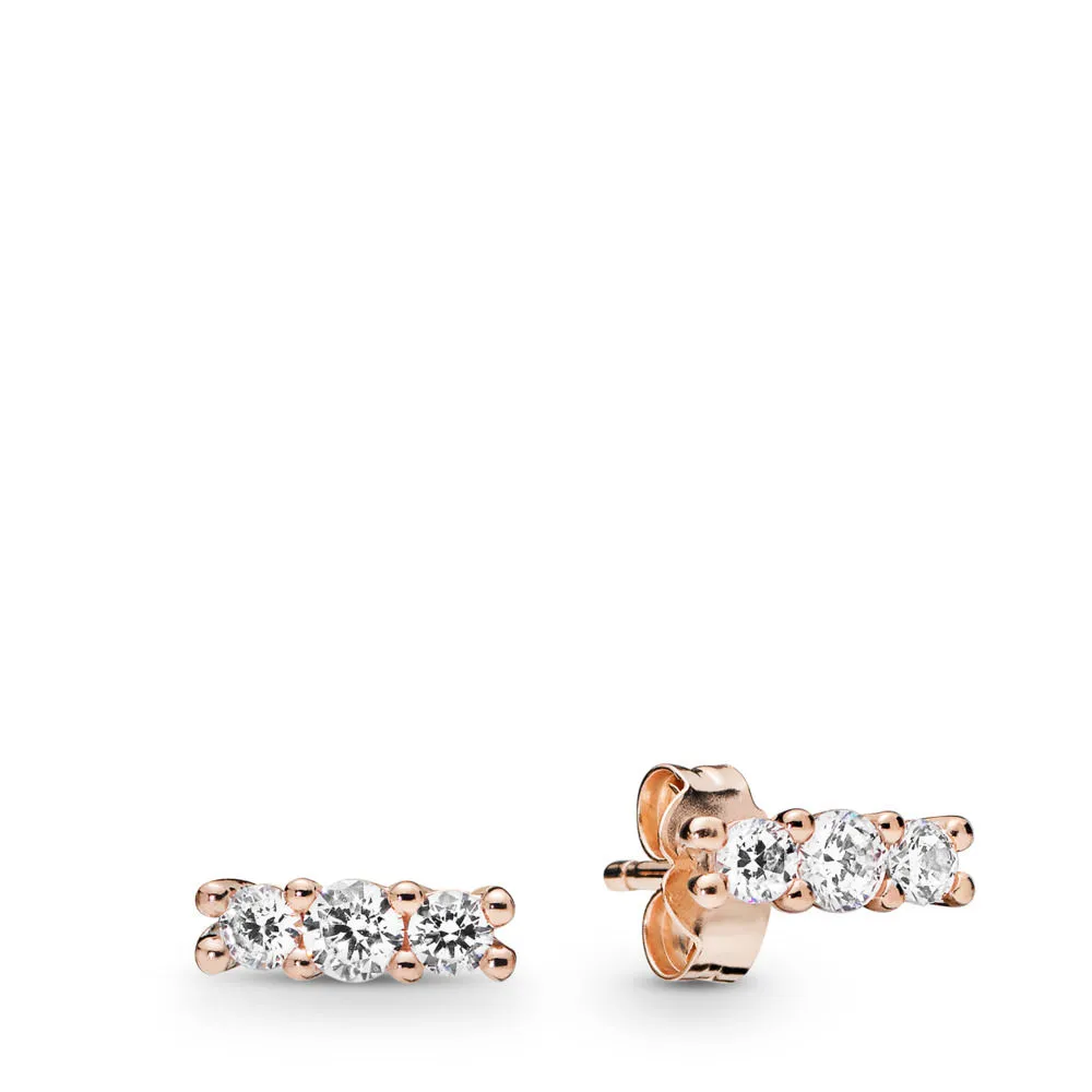 pandora rose stud earrings with clear cubic zirconia 280725cz