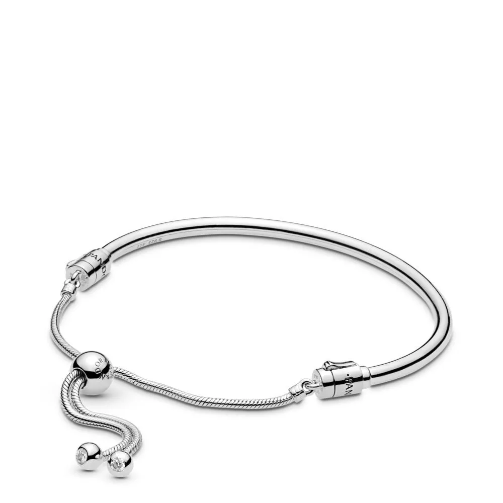 Pandora Silver bangle with clear cubic zirconia and sliding clasp - 597953CZ