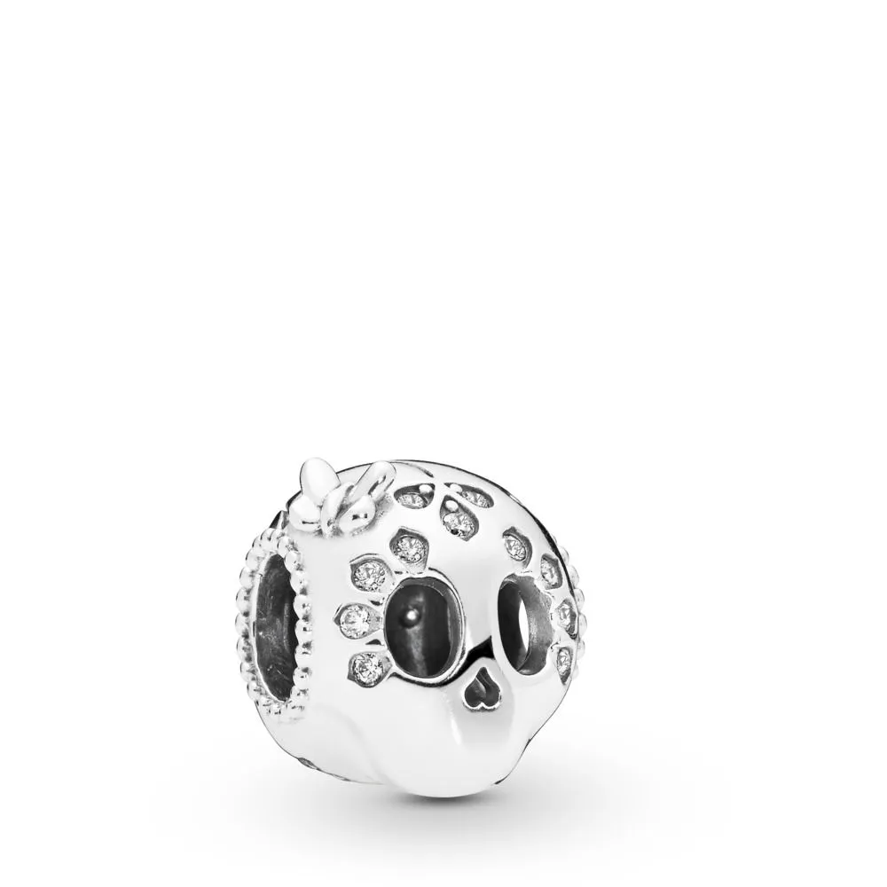 Pandora Skull silver charm with clear cubic zirconia - 797866CZ